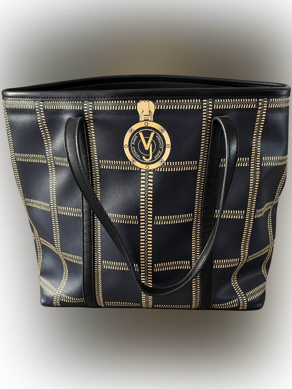 Versace Jeans Collection Black Tote with Gold Hardware